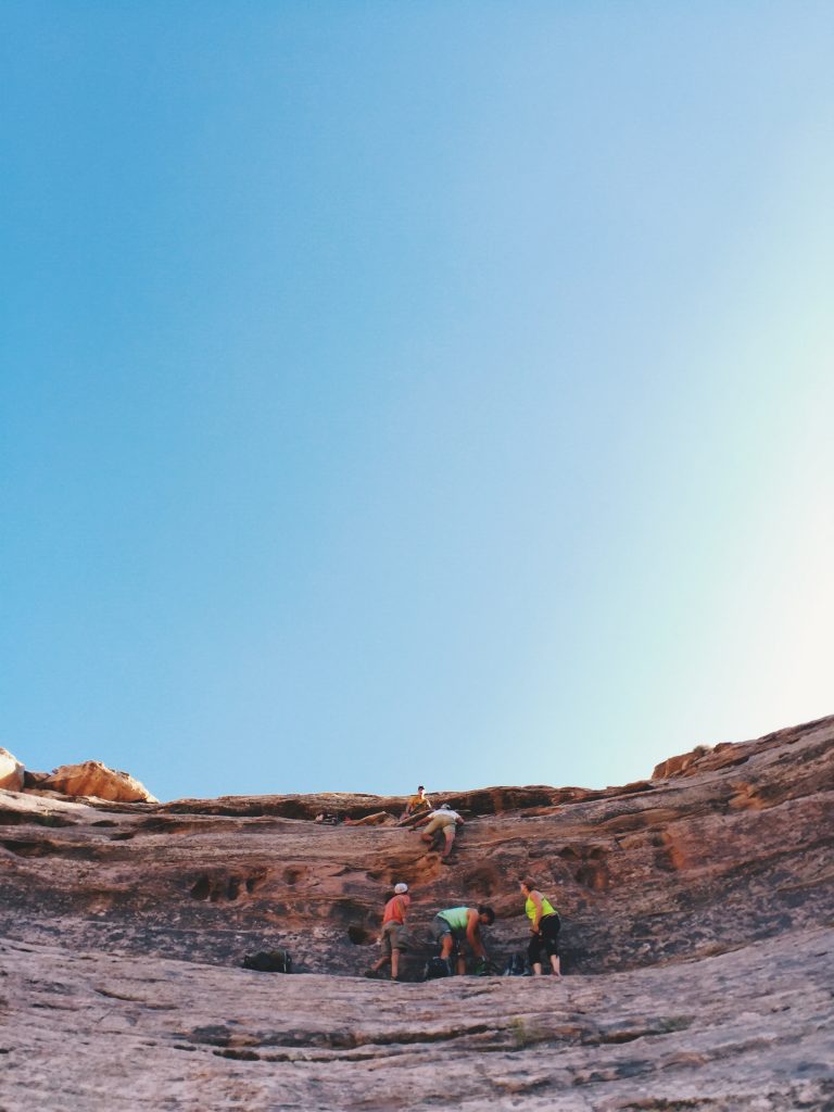 Moki Steps. A Brief 5.6 climb out of the canyon.